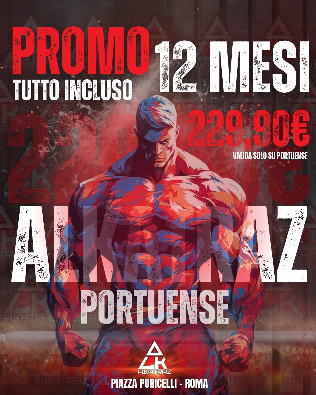 Abbonamento 12 Mesi Alkatraz Gym Portuense – Tutto Incluso (229,90€)